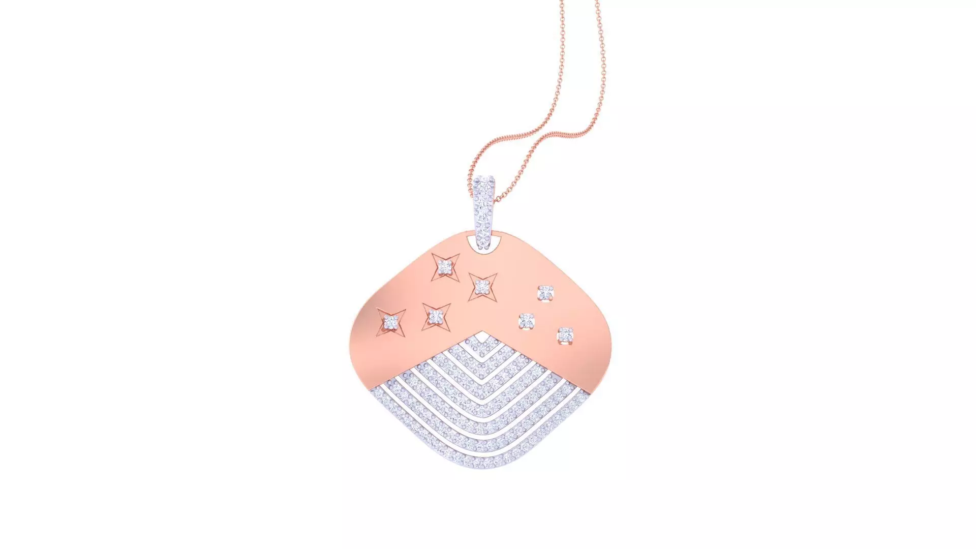 Star Diamond Head Women Pendant Earrings set 3dm stl obj gltf 3D print model_0