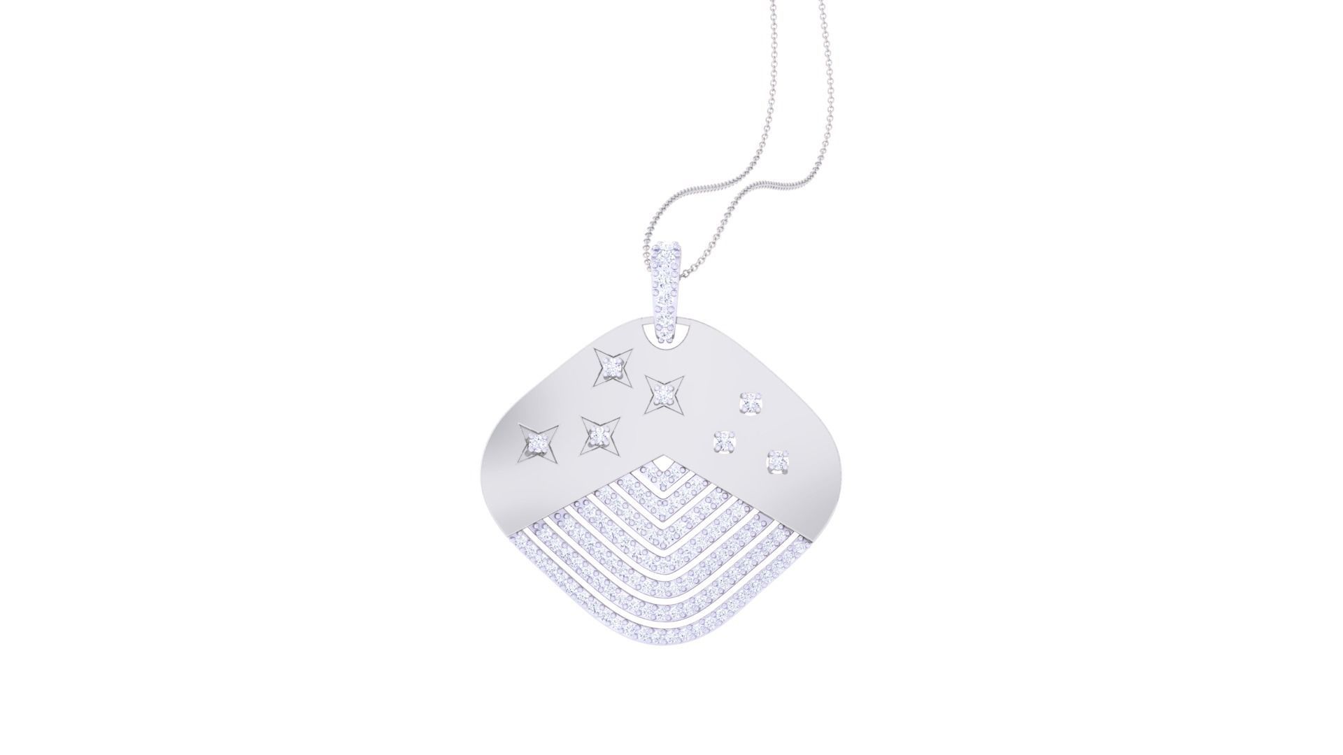 Star Diamond Head Women Pendant Earrings set 3dm stl obj gltf 3D print model_14