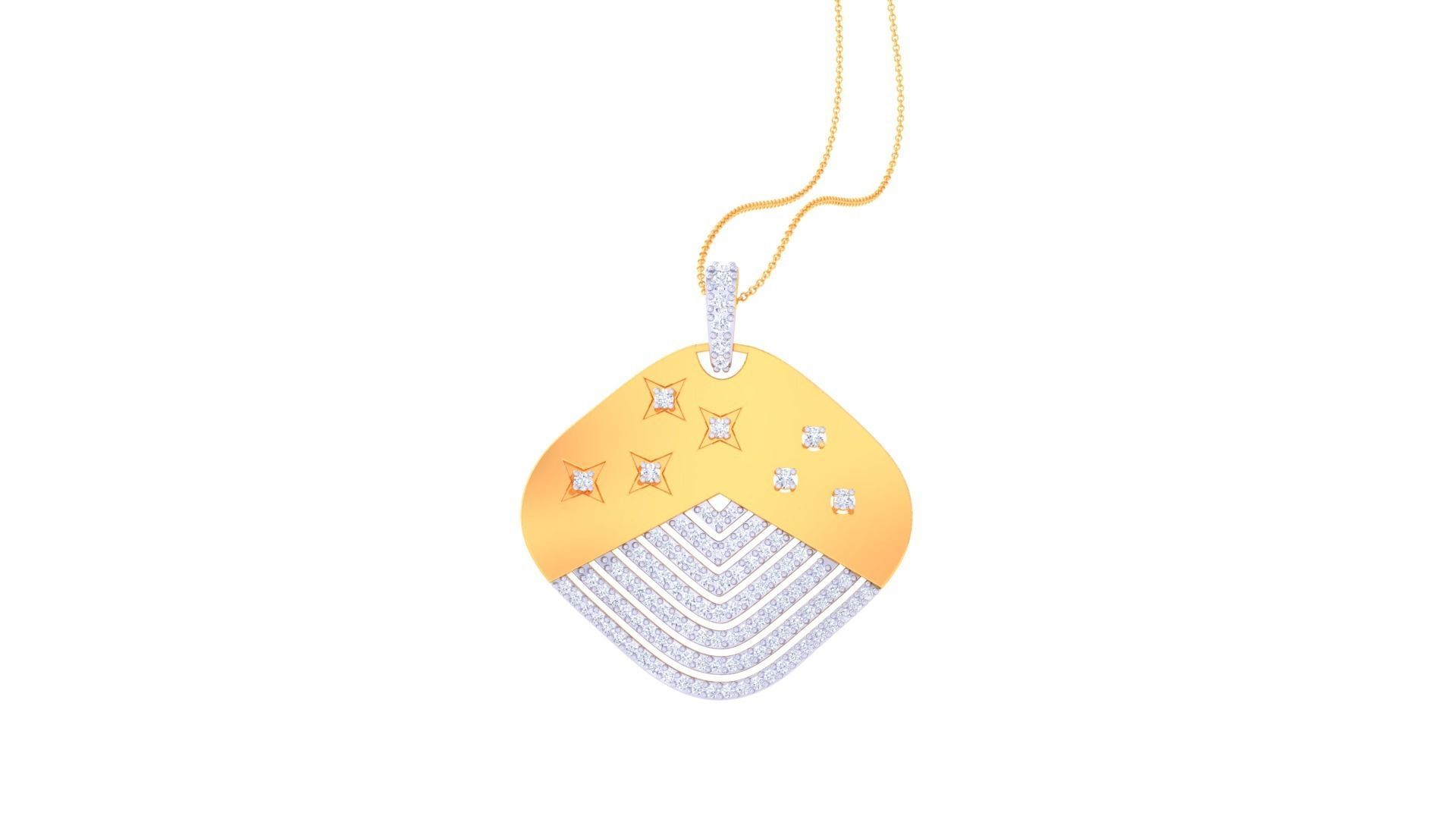 Star Diamond Head Women Pendant Earrings set 3dm stl obj gltf 3D print model_19