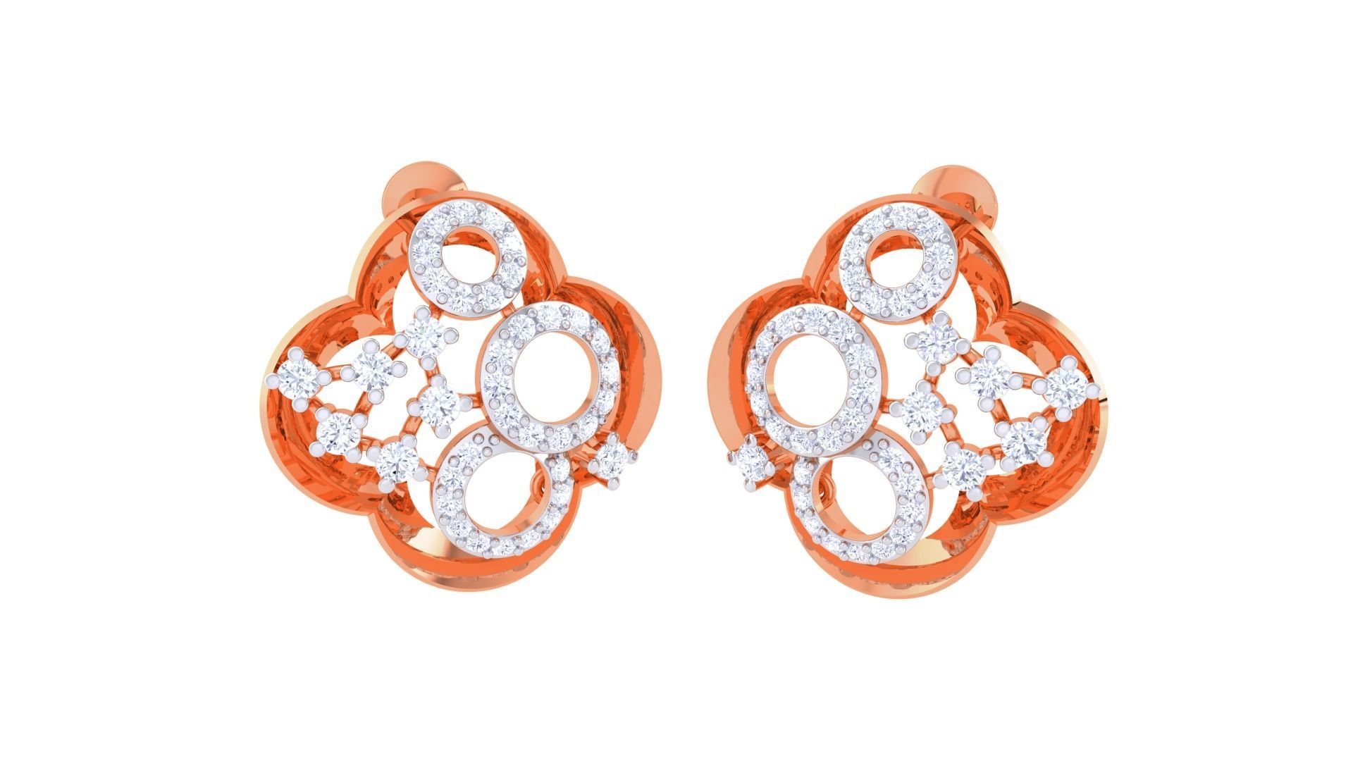 Flower Women Pendant Earrings set 3dm stl obj gltf glb  3D print model_7