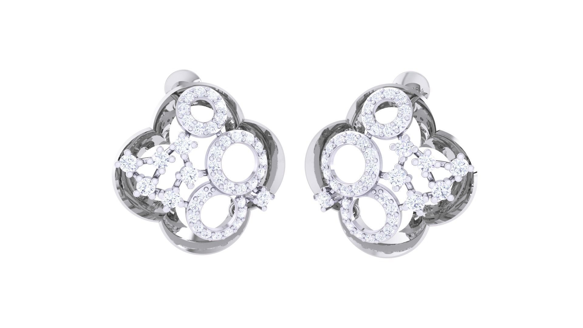 Flower Women Pendant Earrings set 3dm stl obj gltf glb  3D print model_2