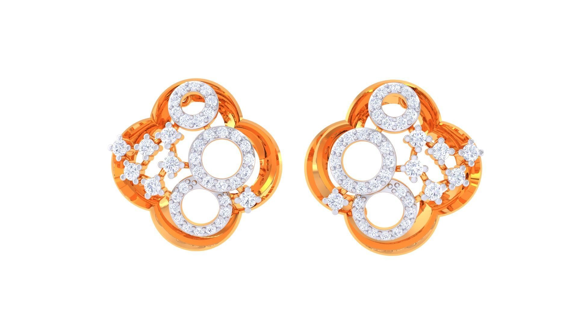 Flower Women Pendant Earrings set 3dm stl obj gltf glb  3D print model_8