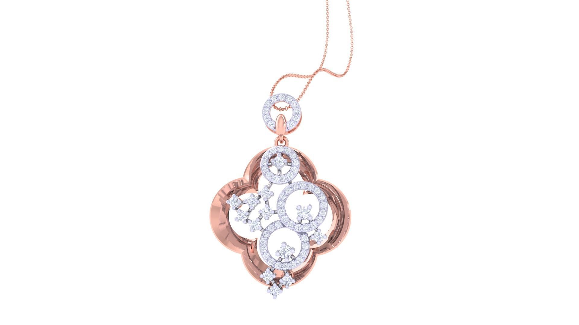 Flower Women Pendant Earrings set 3dm stl obj gltf glb  3D print model_15