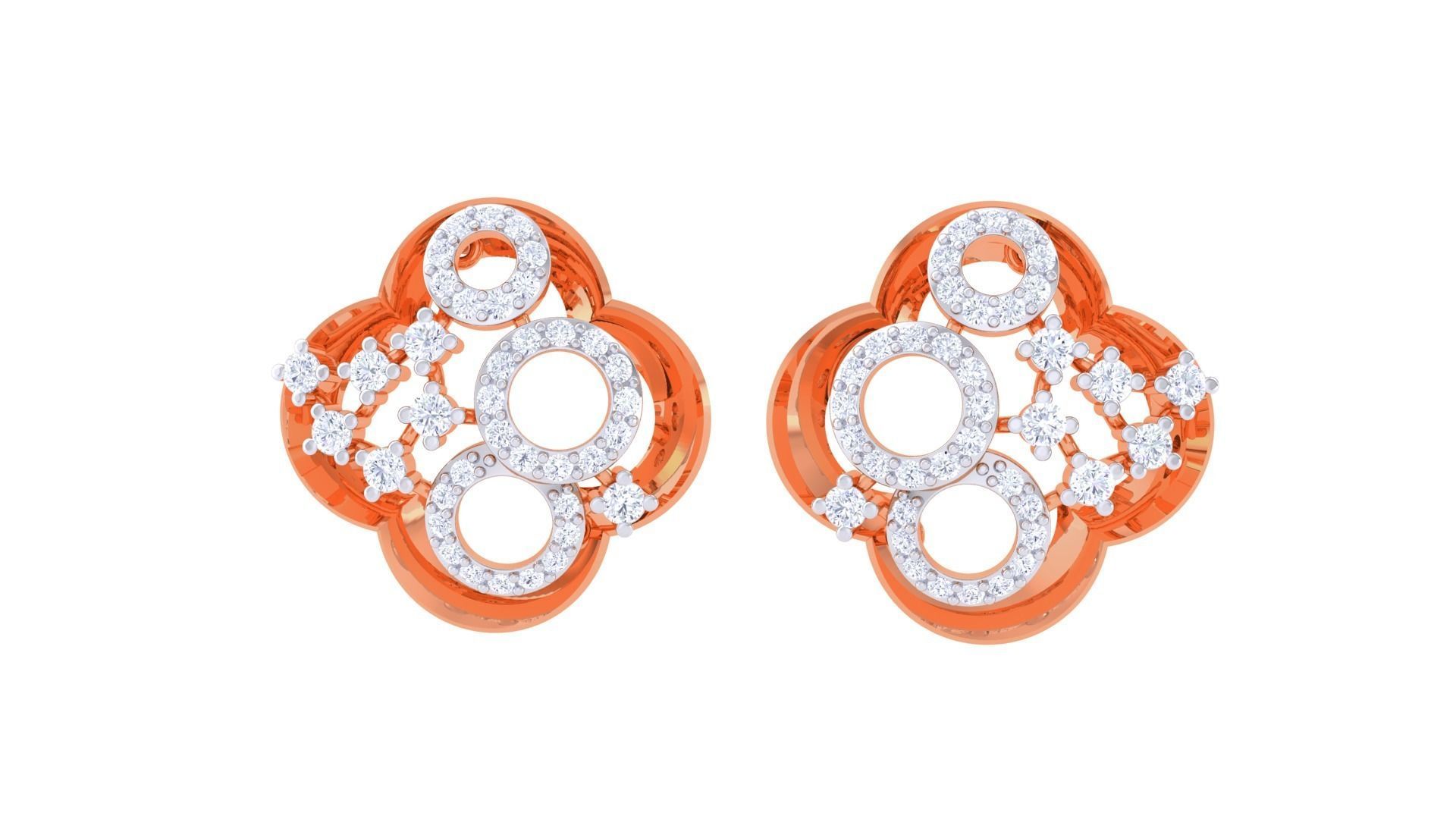 Flower Women Pendant Earrings set 3dm stl obj gltf glb  3D print model_9