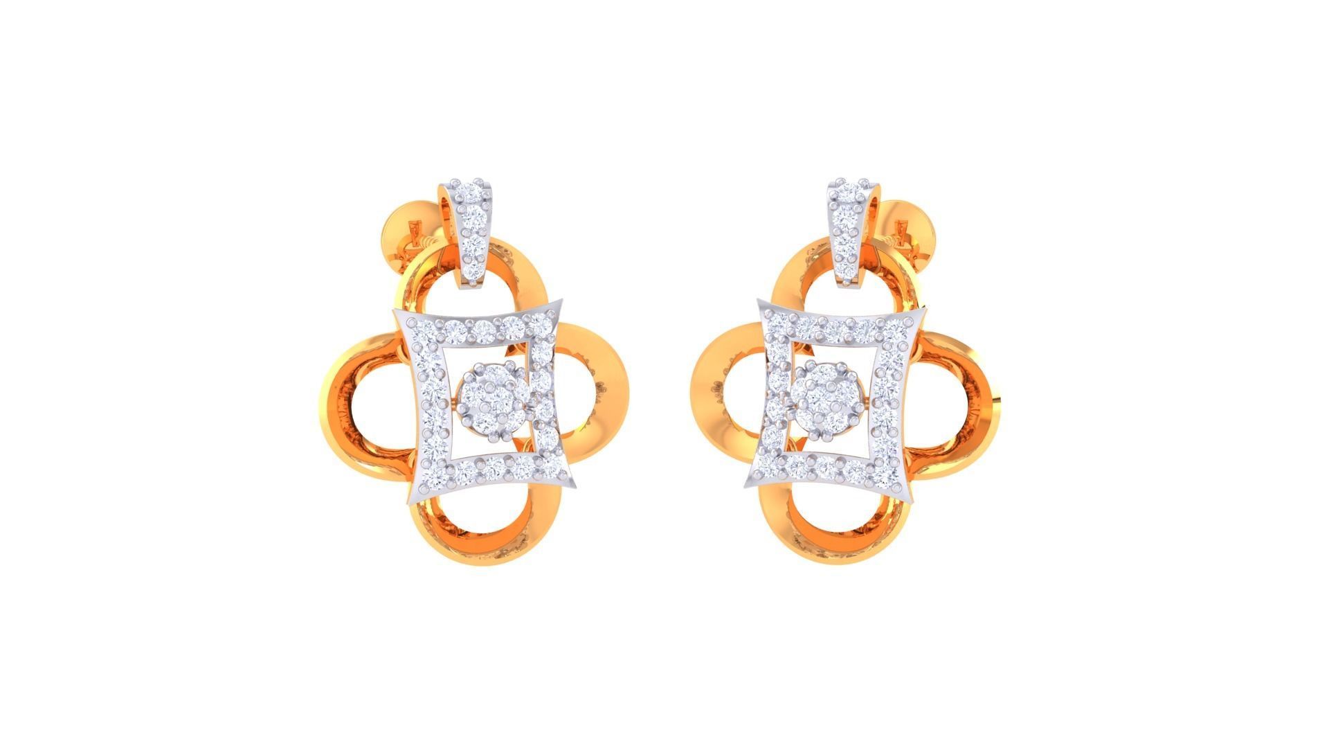 Women Pendant Earrings set 3dm stl obj gltf glb 3mf renders 3D print model_4