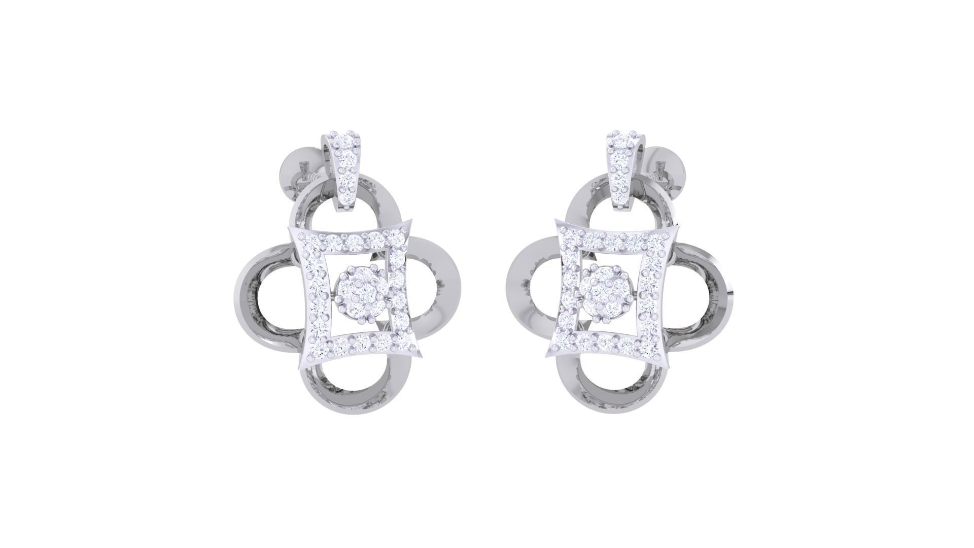 Women Pendant Earrings set 3dm stl obj gltf glb 3mf renders 3D print model_7