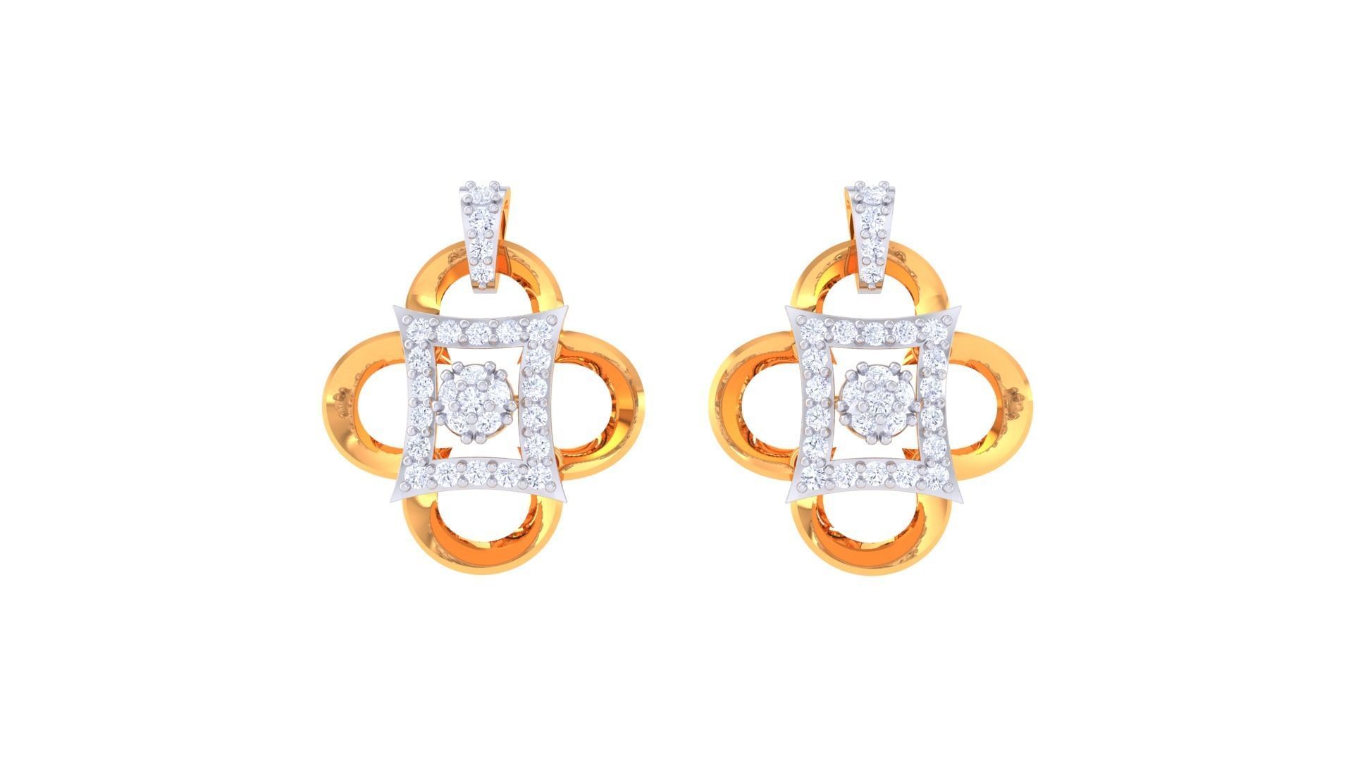 Women Pendant Earrings set 3dm stl obj gltf glb 3mf renders 3D print model_9