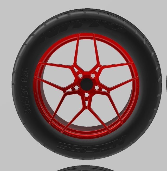 PACK OF 05 20in WHEELS AND 6 TIRES FOR SCALE AUTOS AND DIORAMAS 3D print model_22