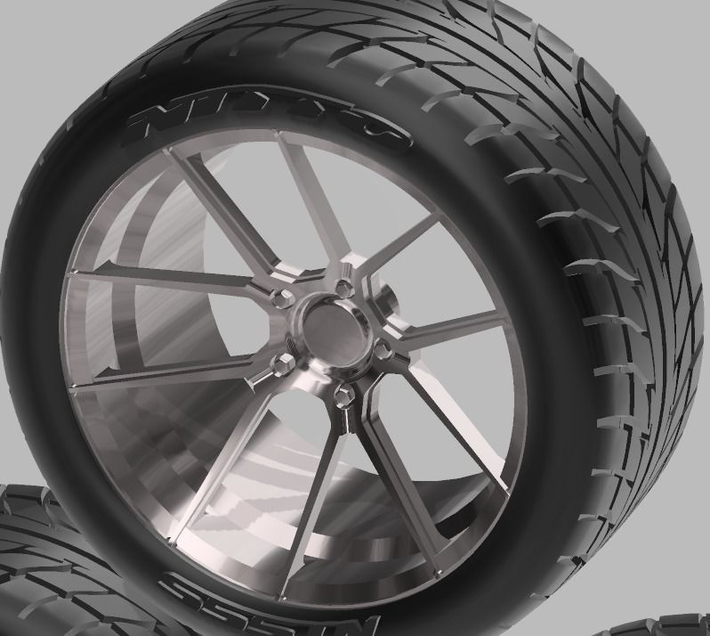 PACK OF 05 20in WHEELS AND 6 TIRES FOR SCALE AUTOS AND DIORAMAS 3D print model_25