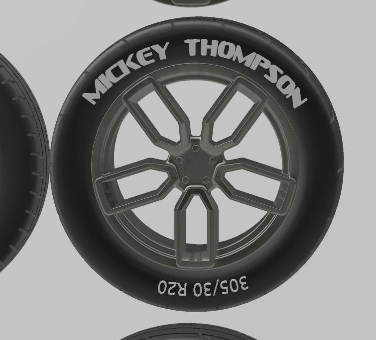 PACK OF 05 20in WHEELS AND 6 TIRES FOR SCALE AUTOS AND DIORAMAS 3D print model_11