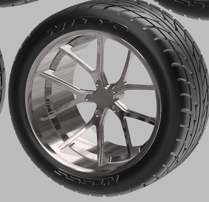 PACK OF 05 20in WHEELS AND 6 TIRES FOR SCALE AUTOS AND DIORAMAS 3D print model_17