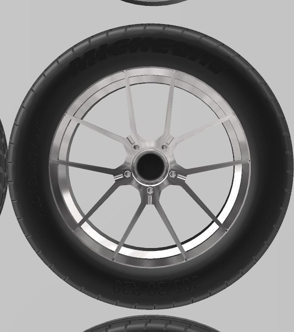 PACK OF 05 20in WHEELS AND 6 TIRES FOR SCALE AUTOS AND DIORAMAS 3D print model_20