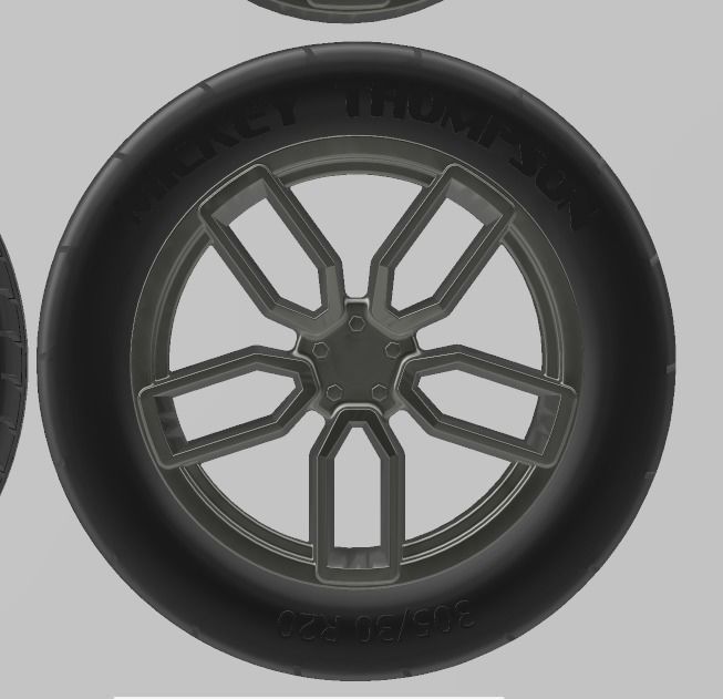 PACK OF 05 20in WHEELS AND 6 TIRES FOR SCALE AUTOS AND DIORAMAS 3D print model_28