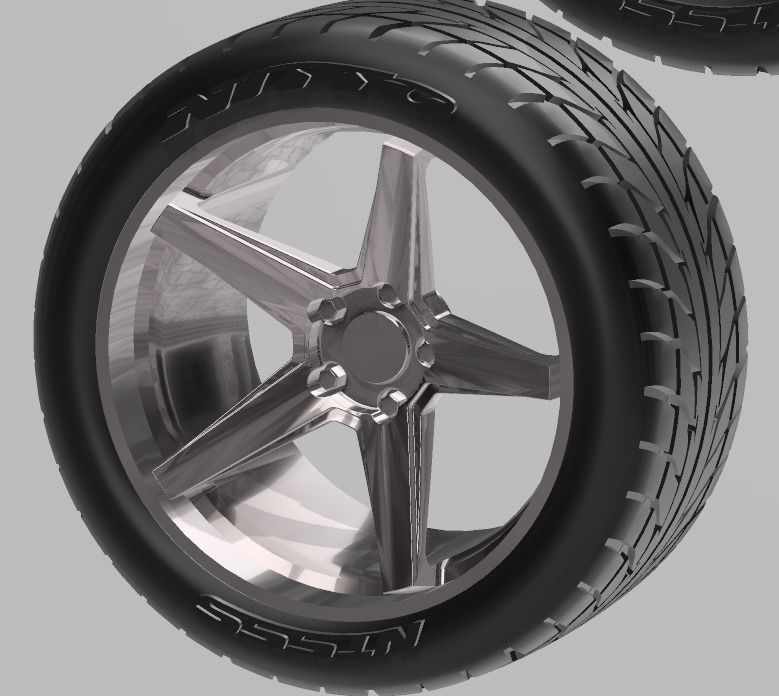 PACK OF 05 20in WHEELS AND 6 TIRES FOR SCALE AUTOS AND DIORAMAS 3D print model_21