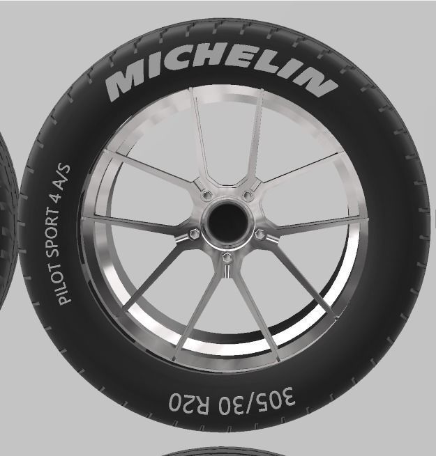 PACK OF 05 20in WHEELS AND 6 TIRES FOR SCALE AUTOS AND DIORAMAS 3D print model_12