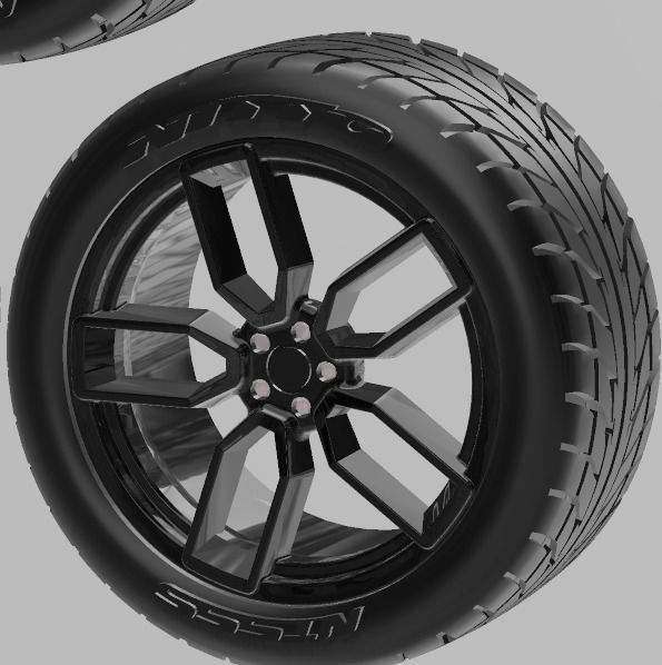 PACK OF 05 20in WHEELS AND 6 TIRES FOR SCALE AUTOS AND DIORAMAS 3D print model_16
