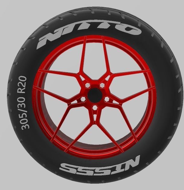 PACK OF 05 20in WHEELS AND 6 TIRES FOR SCALE AUTOS AND DIORAMAS 3D print model_15