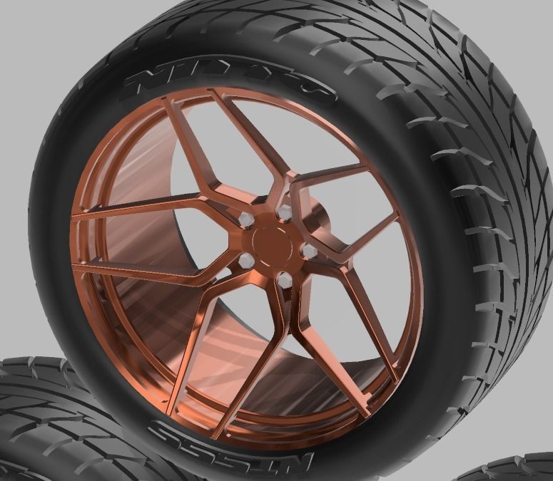 PACK OF 05 20in WHEELS AND 6 TIRES FOR SCALE AUTOS AND DIORAMAS 3D print model_26