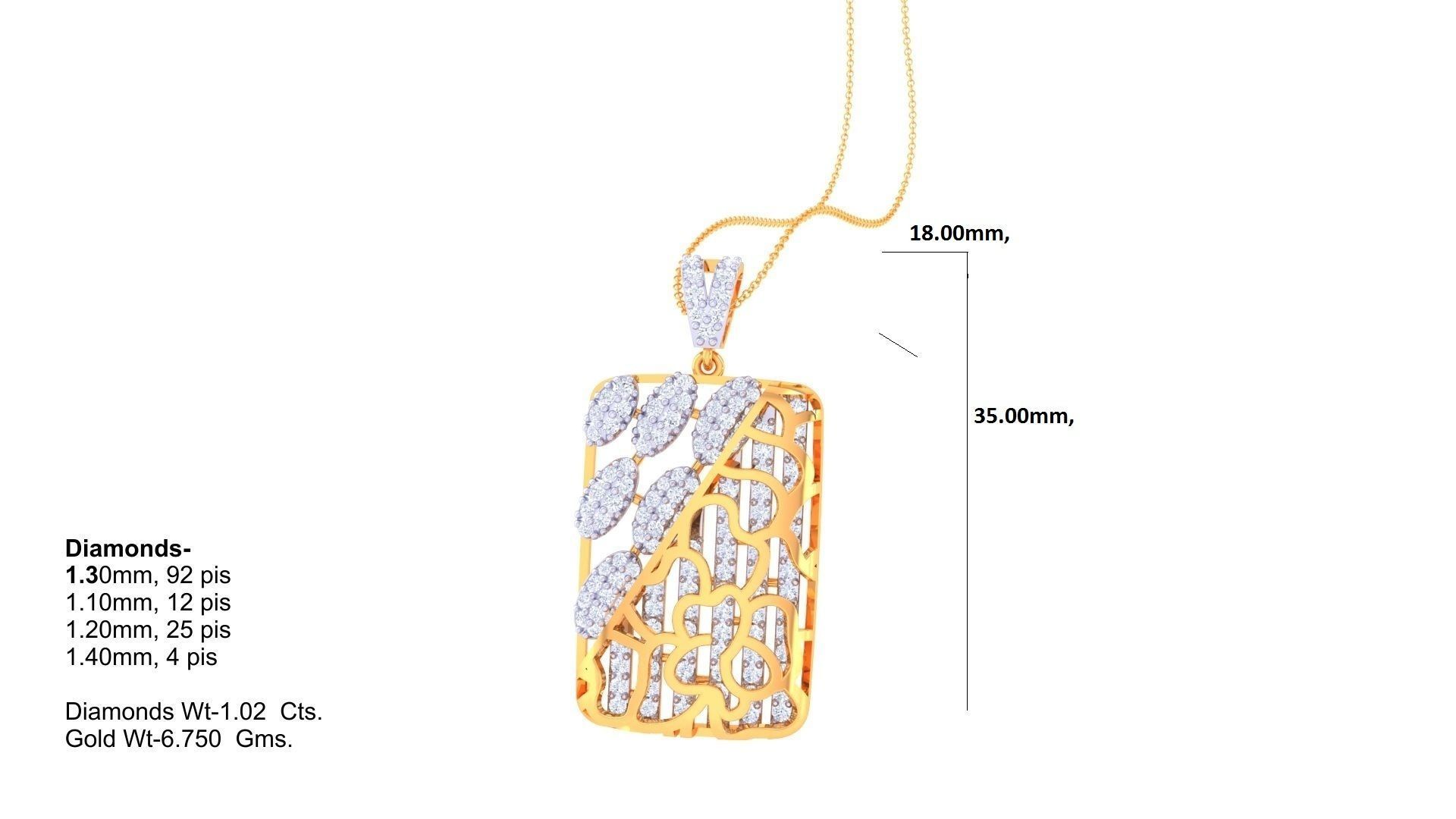 Wave Diamond Head Women Pendant Earrings set 3dm stl obj gltf 3D print model_16