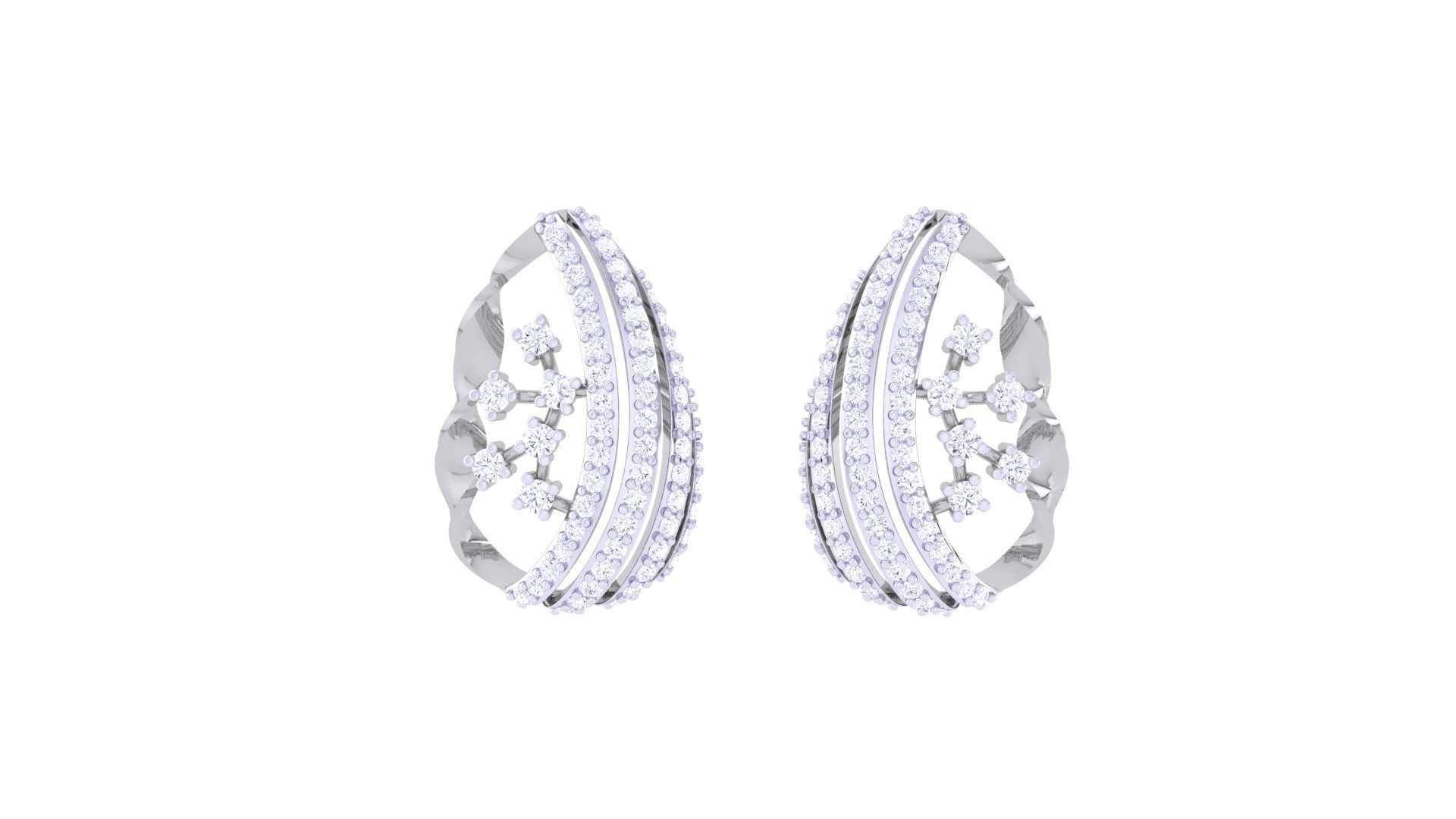 Women Pendant Earrings set 3dm stl obj gltf glb 3mf renders 3D print model_9