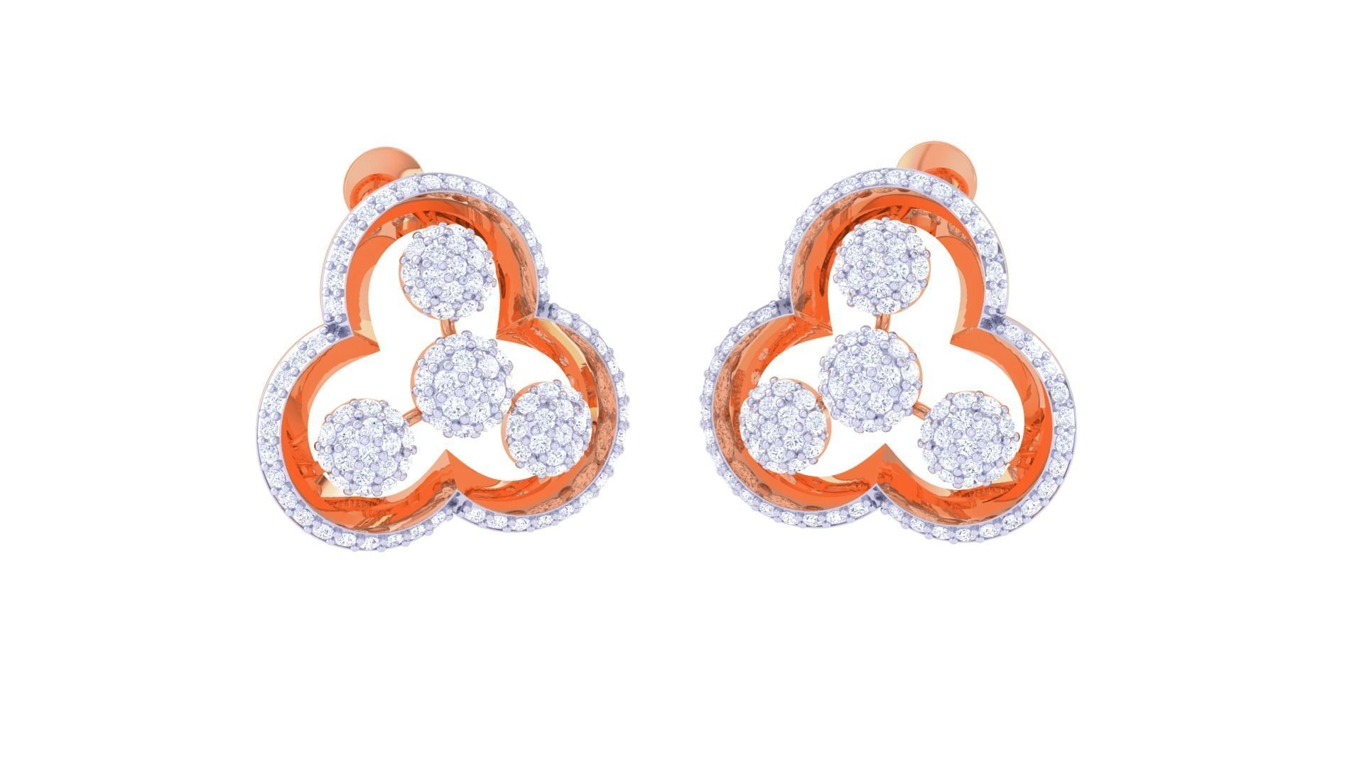 Flower Women Pendant Earrings set 3dm stl obj gltf  3D print model_7