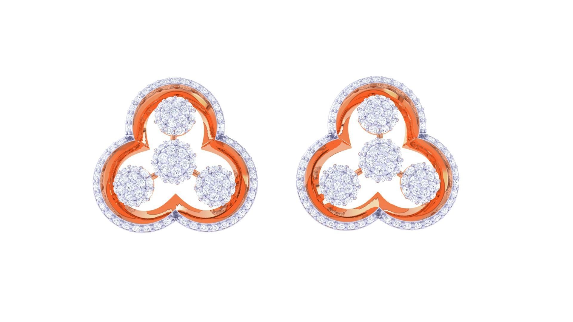 Flower Women Pendant Earrings set 3dm stl obj gltf  3D print model_8