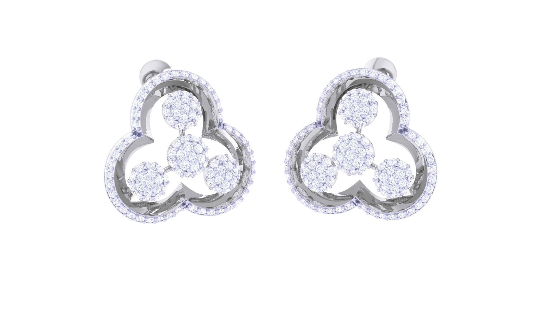 Flower Women Pendant Earrings set 3dm stl obj gltf  3D print model_2