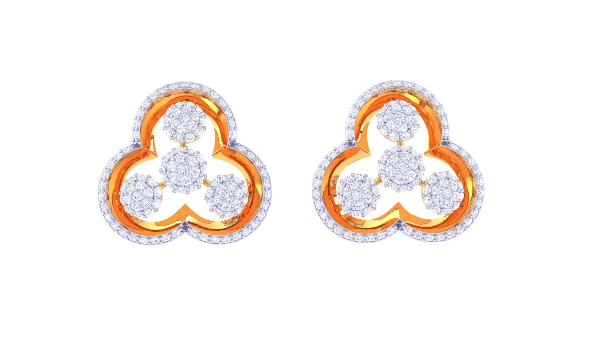 Flower Women Pendant Earrings set 3dm stl obj gltf  3D print model_10