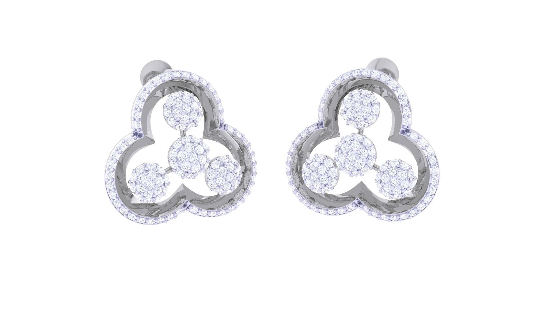 Flower Women Pendant Earrings set 3dm stl obj gltf  3D print model_6