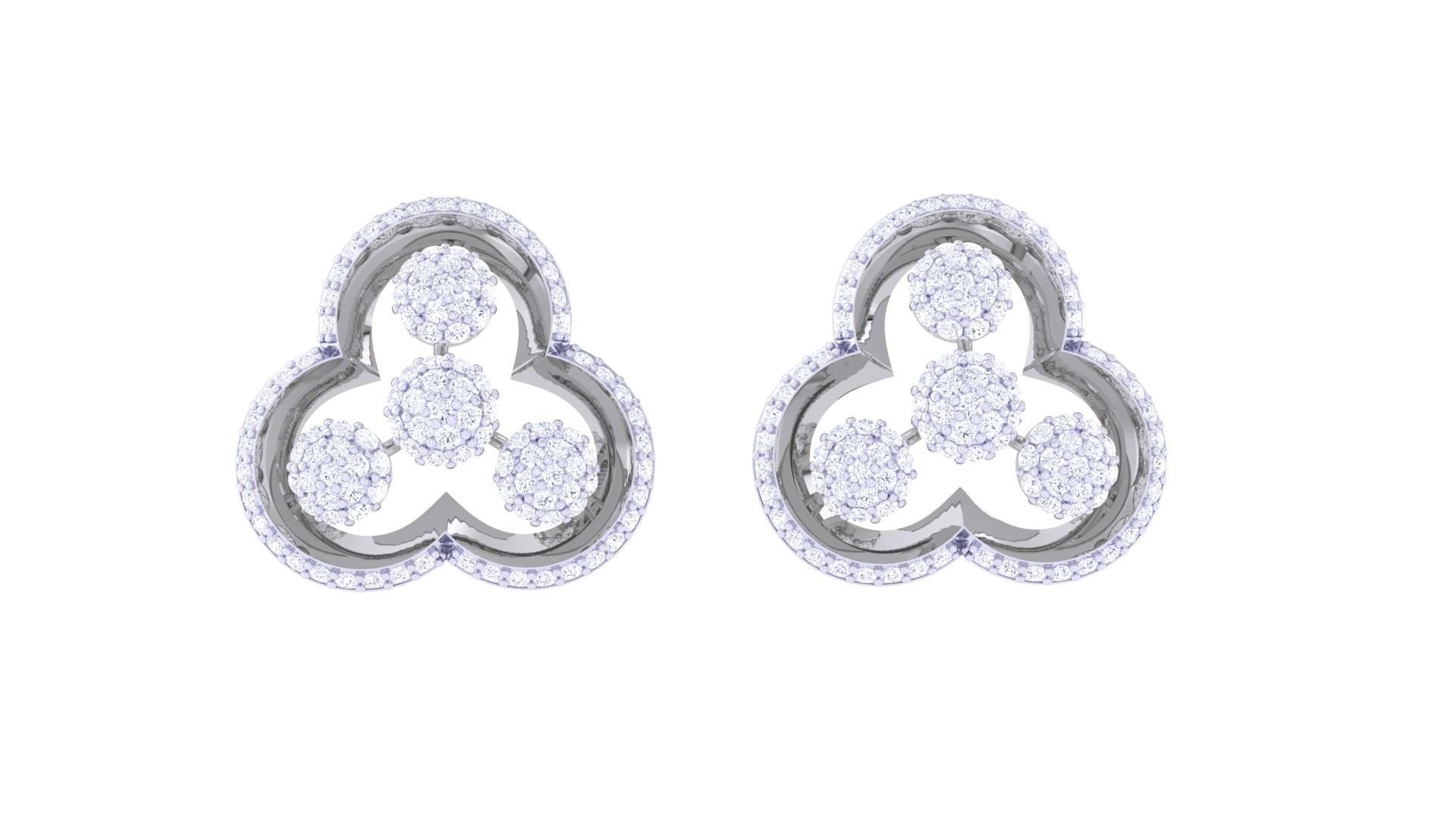 Flower Women Pendant Earrings set 3dm stl obj gltf  3D print model_9