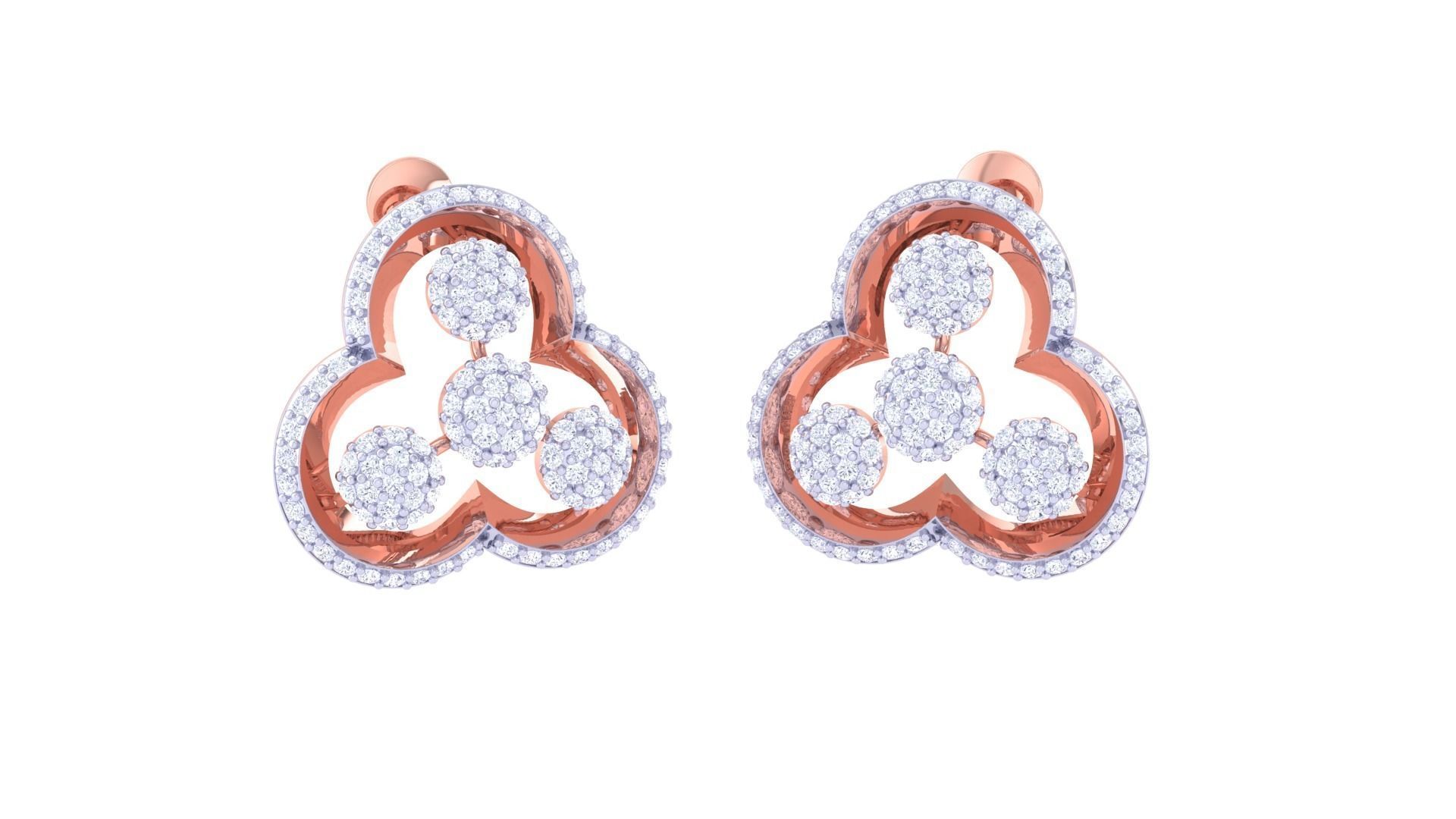 Flower Women Pendant Earrings set 3dm stl obj gltf  3D print model_3