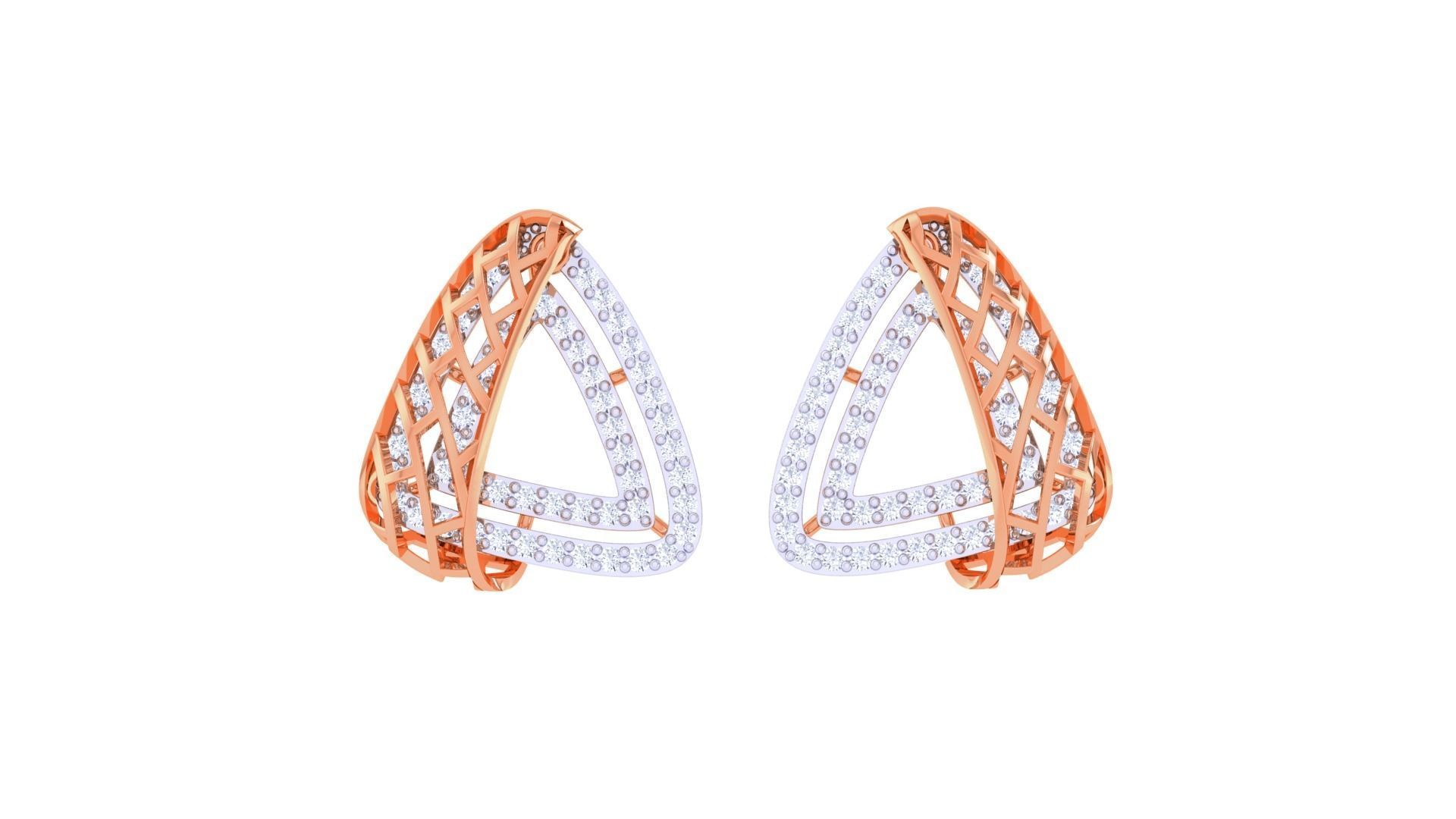 Chain Women Pendant Earrings set 3dm stl obj gltf glb 3mf 3D print model_10