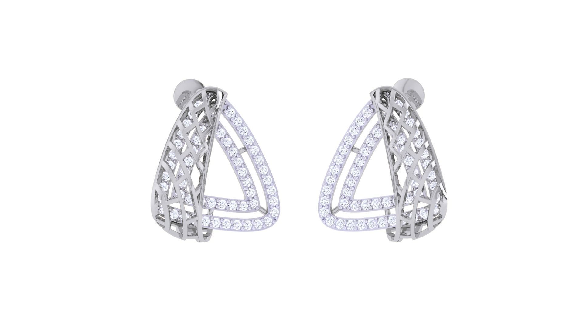 Chain Women Pendant Earrings set 3dm stl obj gltf glb 3mf 3D print model_6