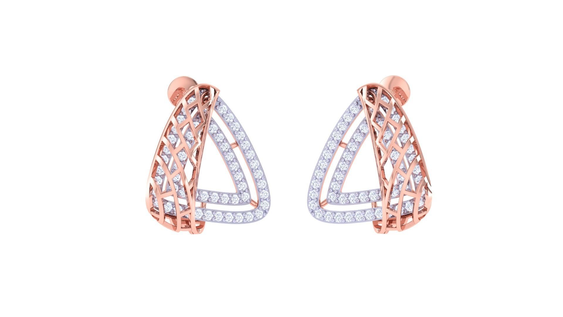 Chain Women Pendant Earrings set 3dm stl obj gltf glb 3mf 3D print model_3