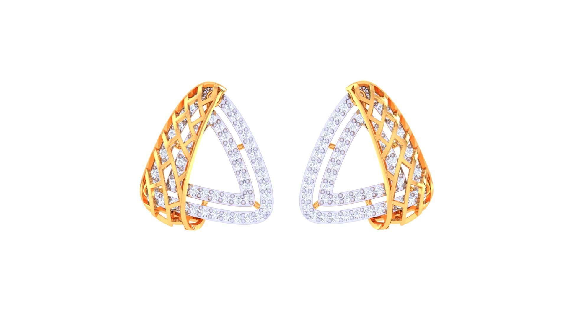 Chain Women Pendant Earrings set 3dm stl obj gltf glb 3mf 3D print model_9