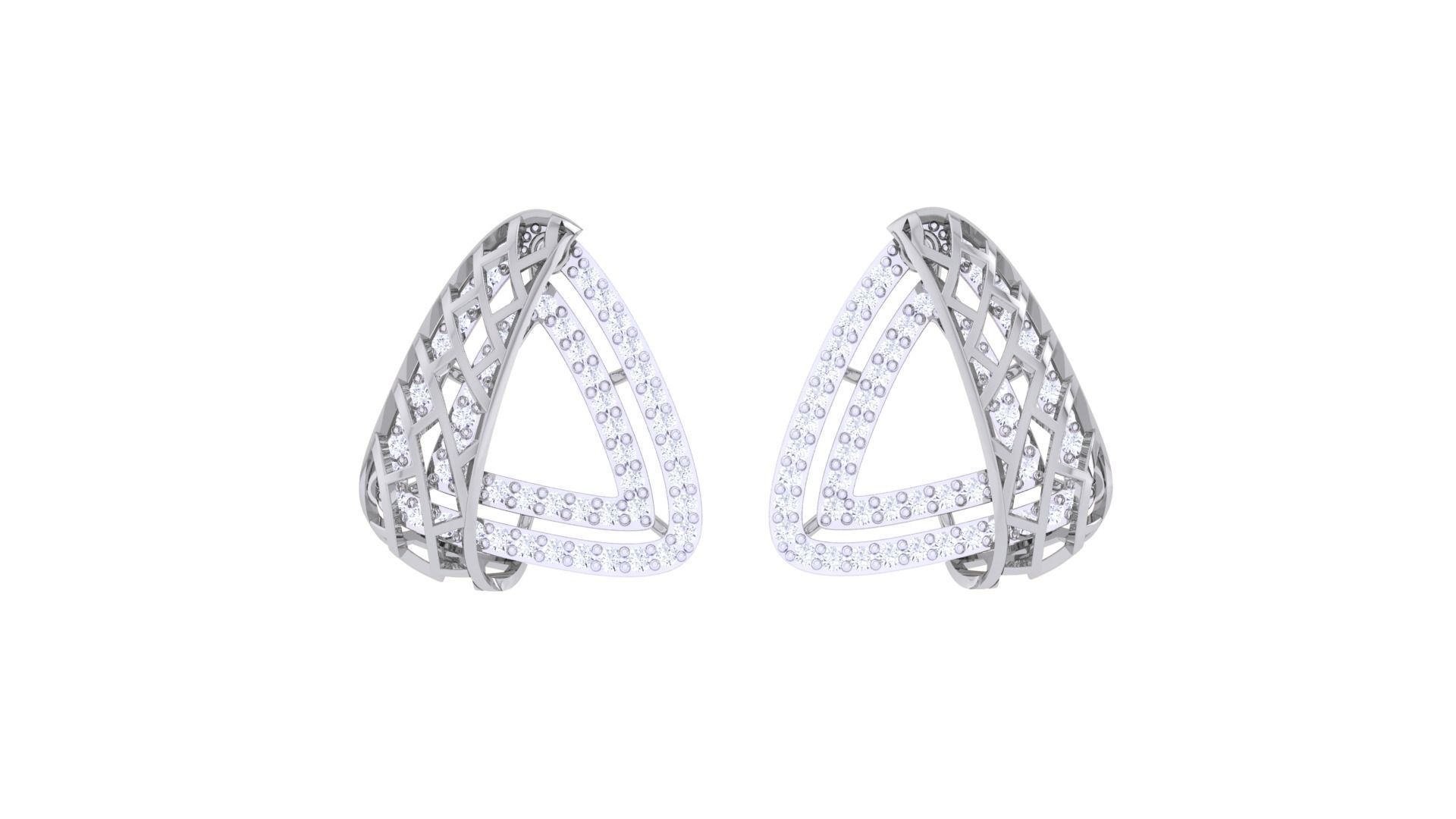 Chain Women Pendant Earrings set 3dm stl obj gltf glb 3mf 3D print model_8