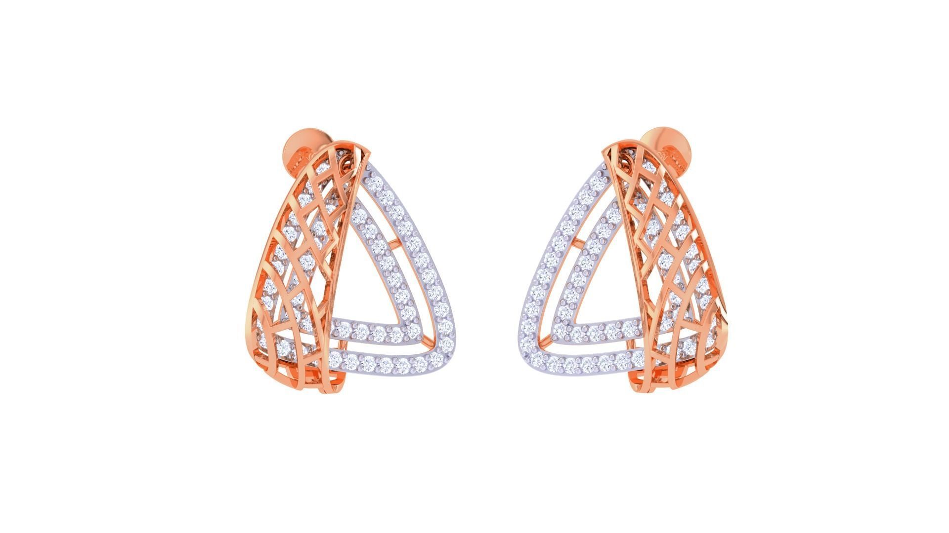 Chain Women Pendant Earrings set 3dm stl obj gltf glb 3mf 3D print model_7