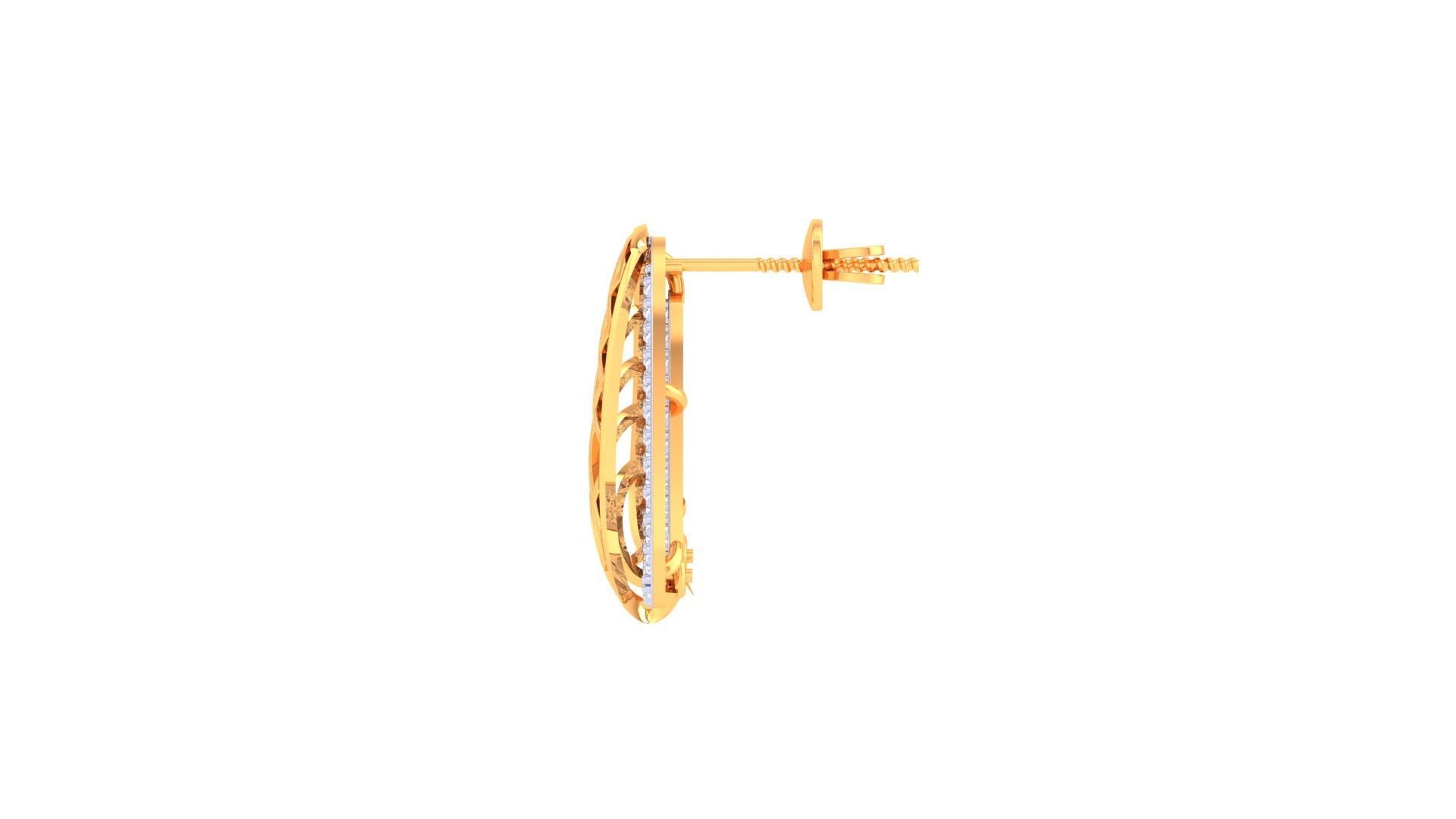 Chain Women Pendant Earrings set 3dm stl obj gltf glb 3mf 3D print model_11