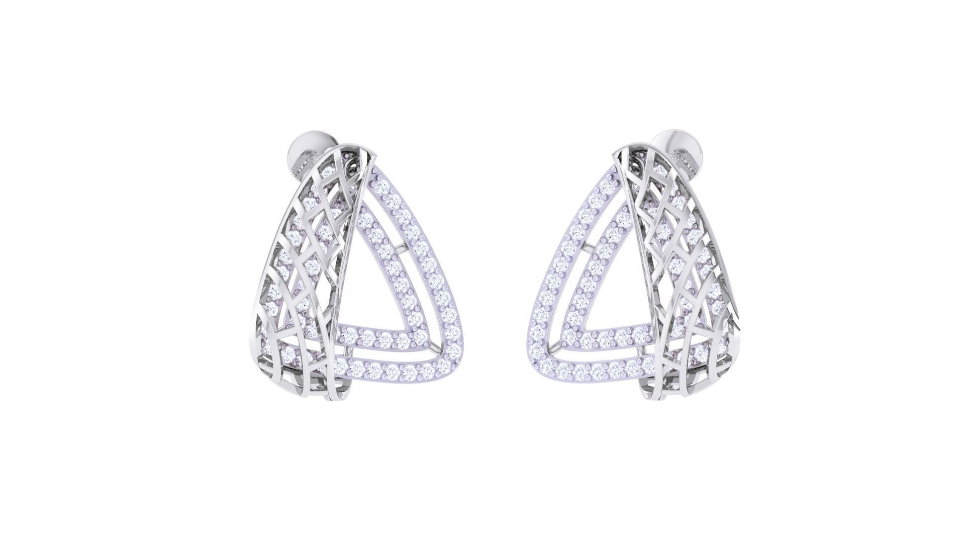 Chain Women Pendant Earrings set 3dm stl obj gltf glb 3mf 3D print model_2