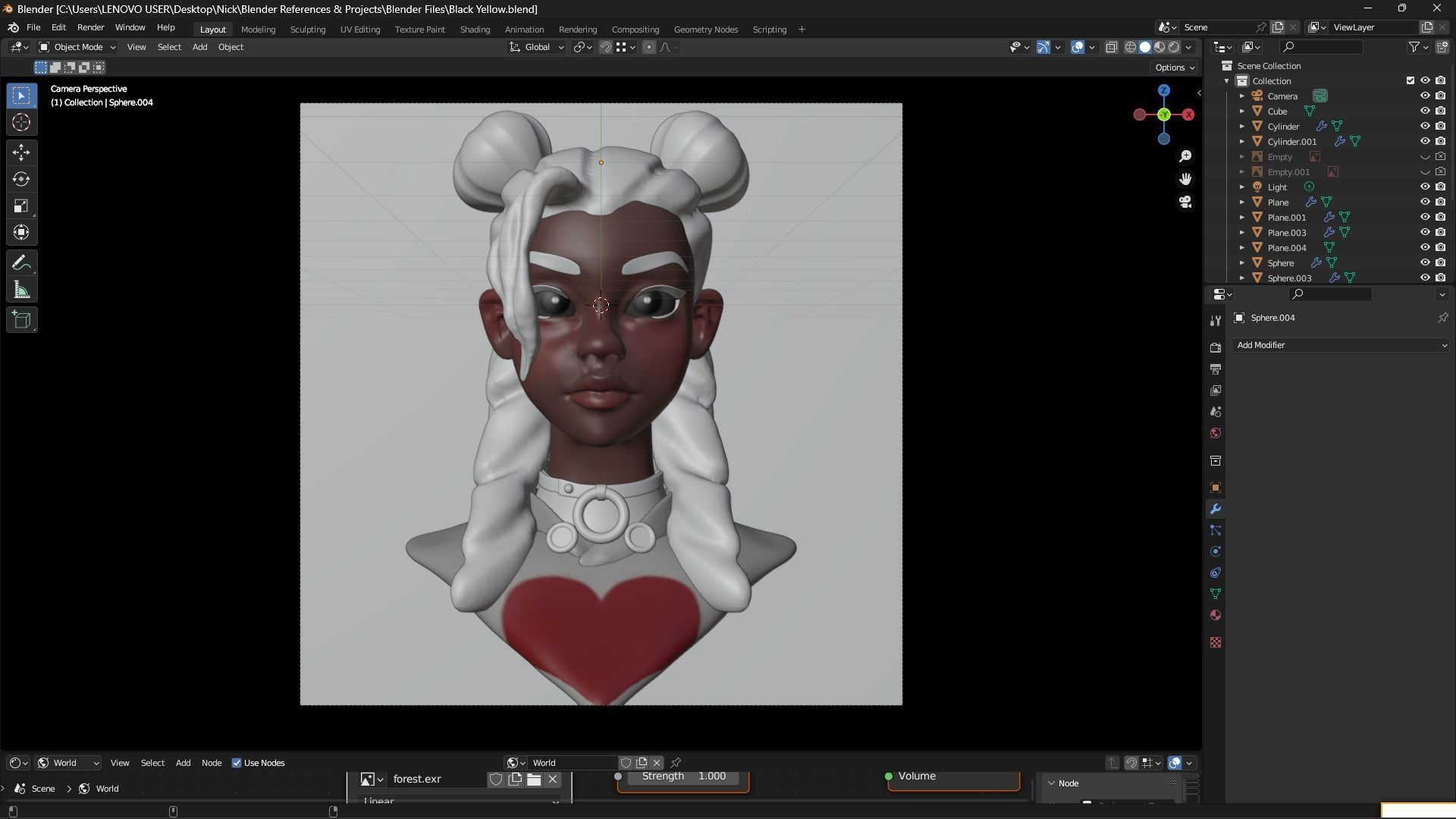 Stylized Female Character Bust 3D model_1