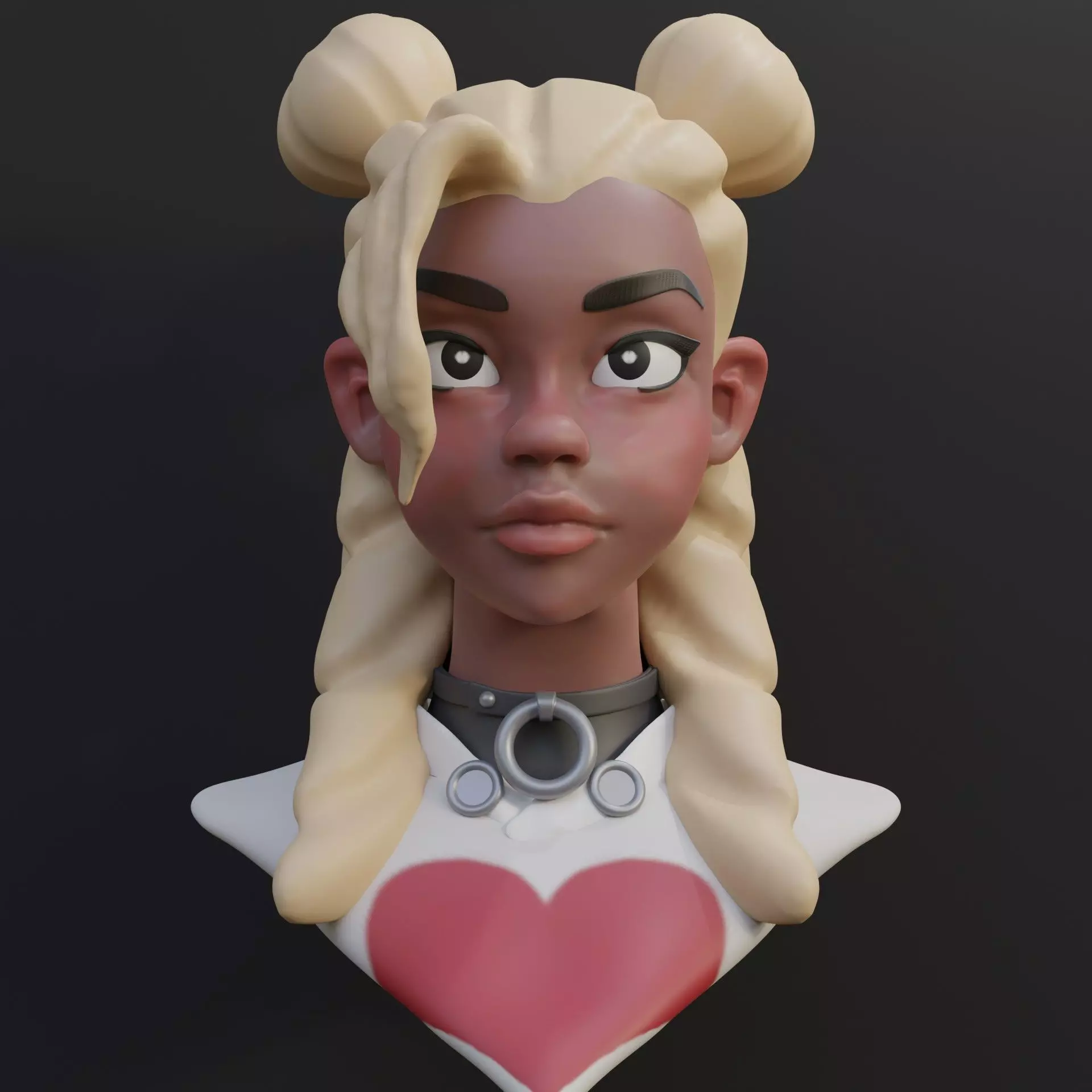 Stylized Female Character Bust 3D model_0