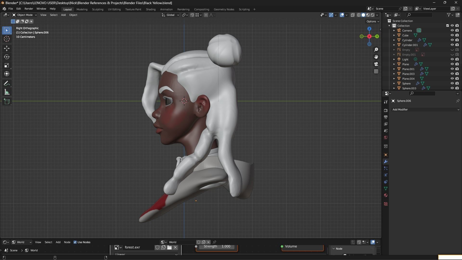 Stylized Female Character Bust 3D model_3