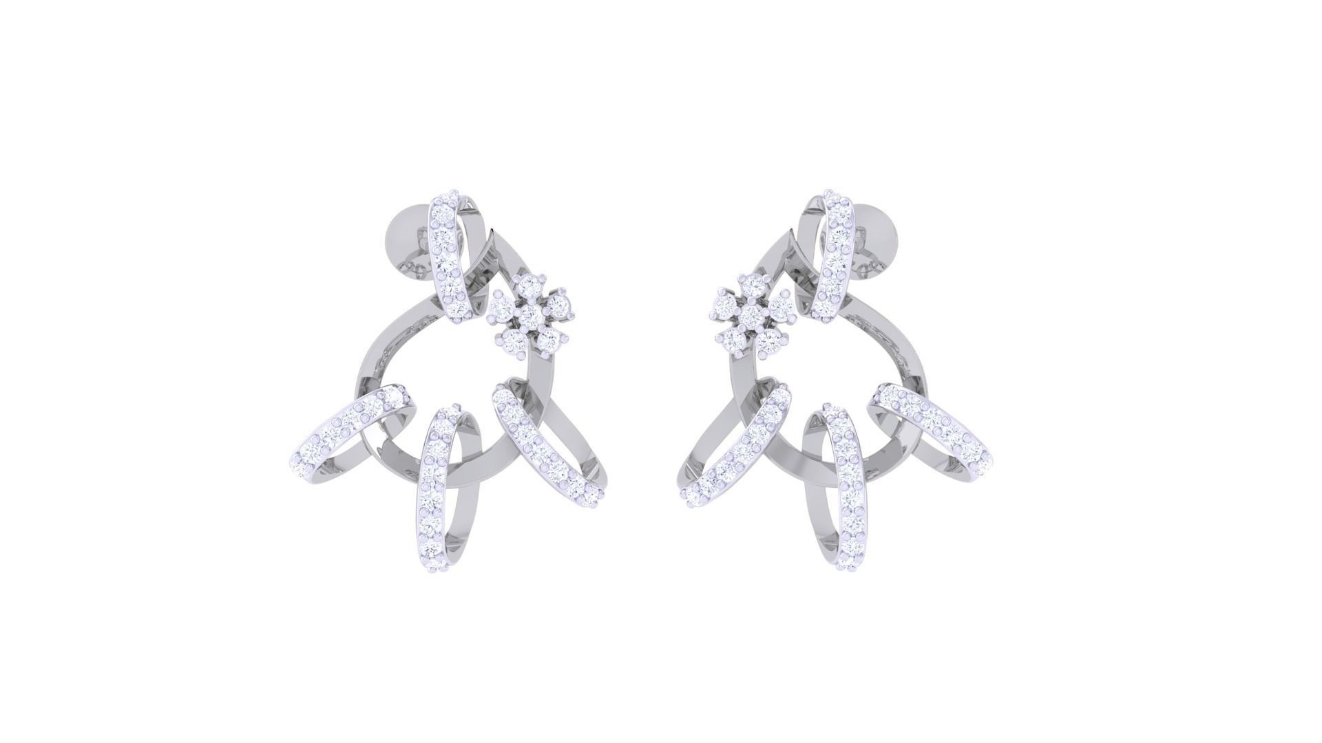 Women Pendant Earrings set 3dm stl obj gltf glb 3mf renders 3D print model_5