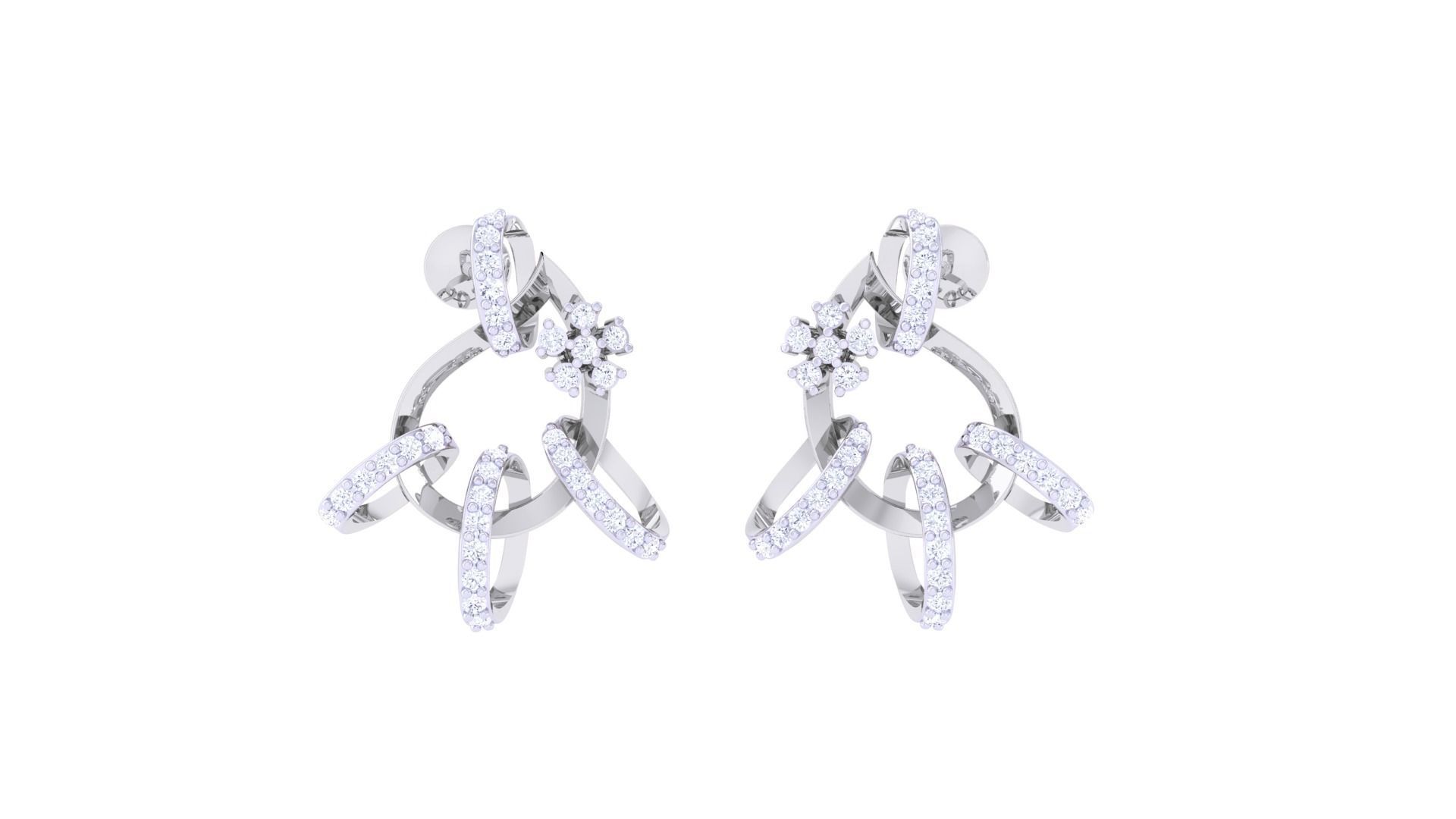 Women Pendant Earrings set 3dm stl obj gltf glb 3mf renders 3D print model_2