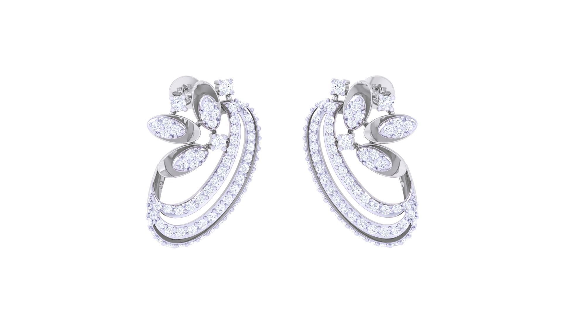 Women Pendant Earrings set 3dm stl obj gltf glb 3mf renders 3D print model_2