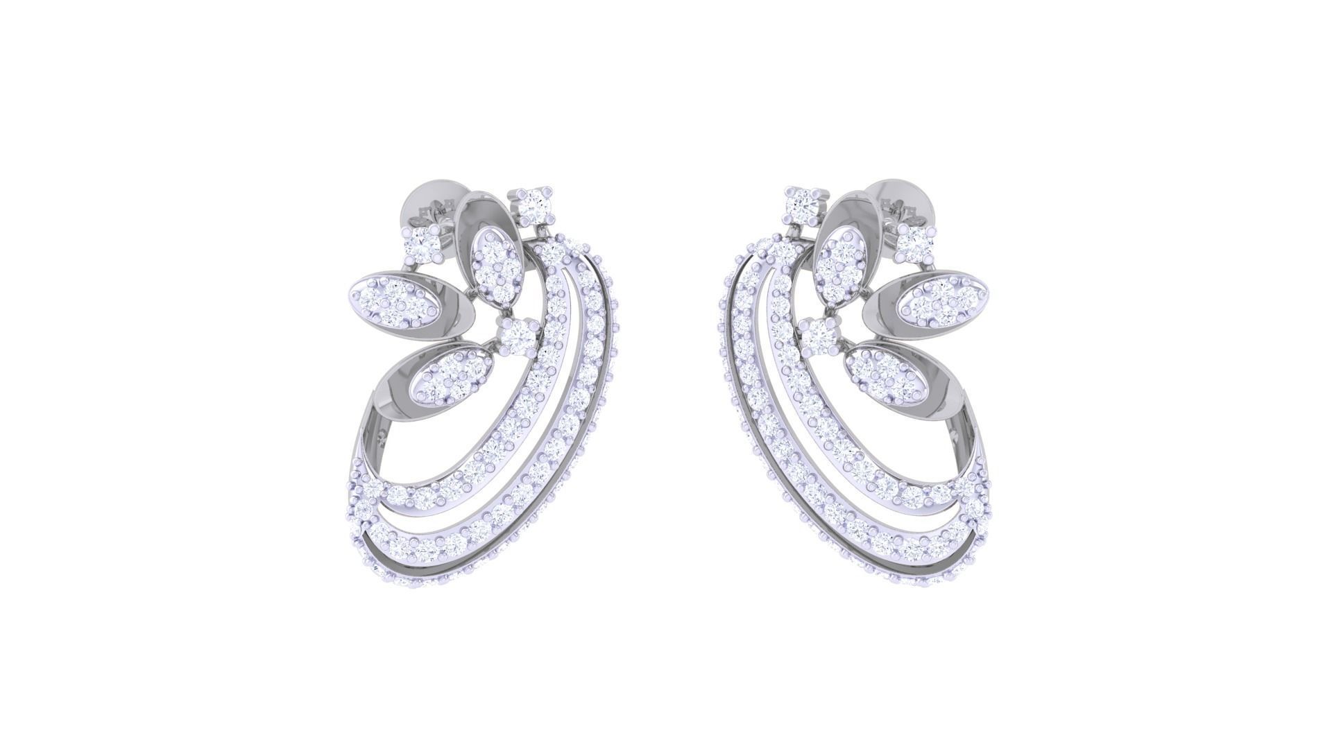 Women Pendant Earrings set 3dm stl obj gltf glb 3mf renders 3D print model_6