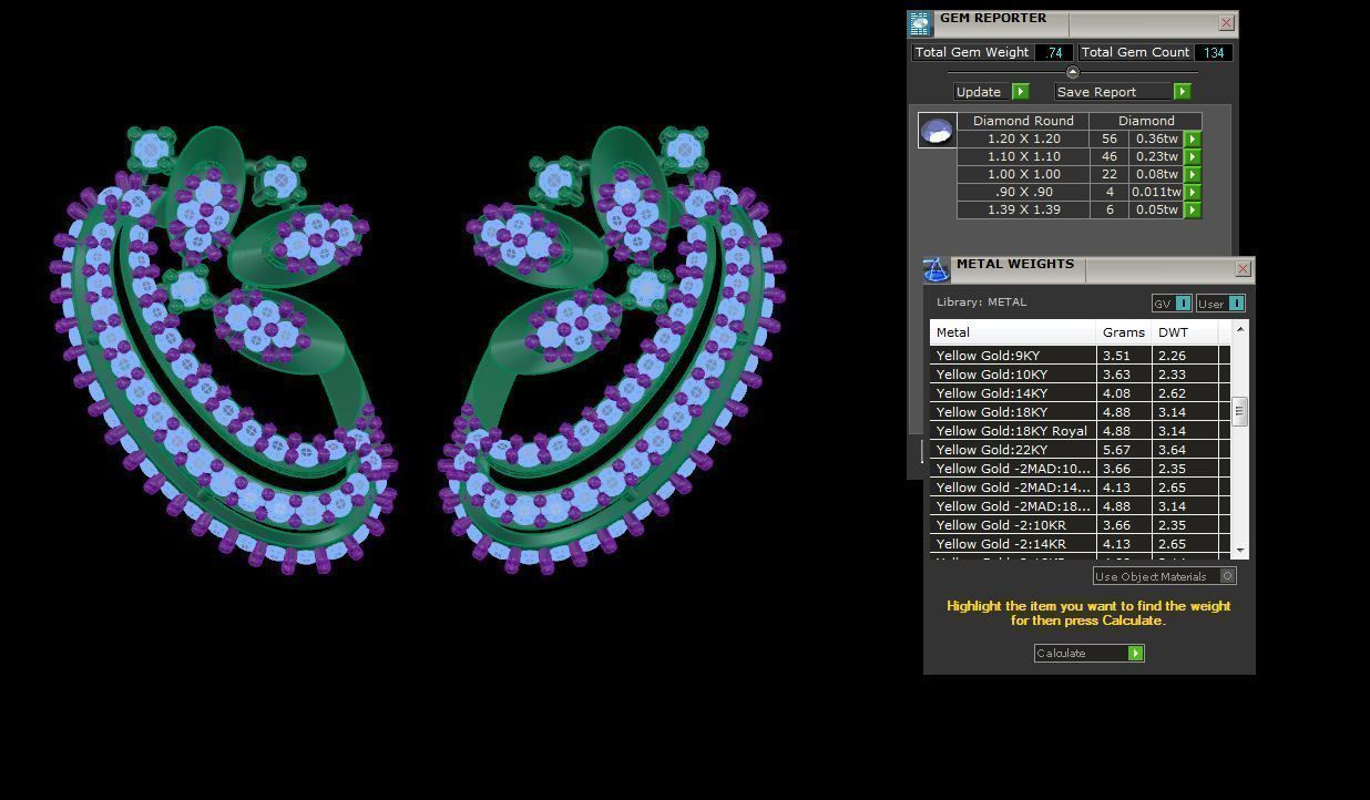 Women Pendant Earrings set 3dm stl obj gltf glb 3mf renders 3D print model_4