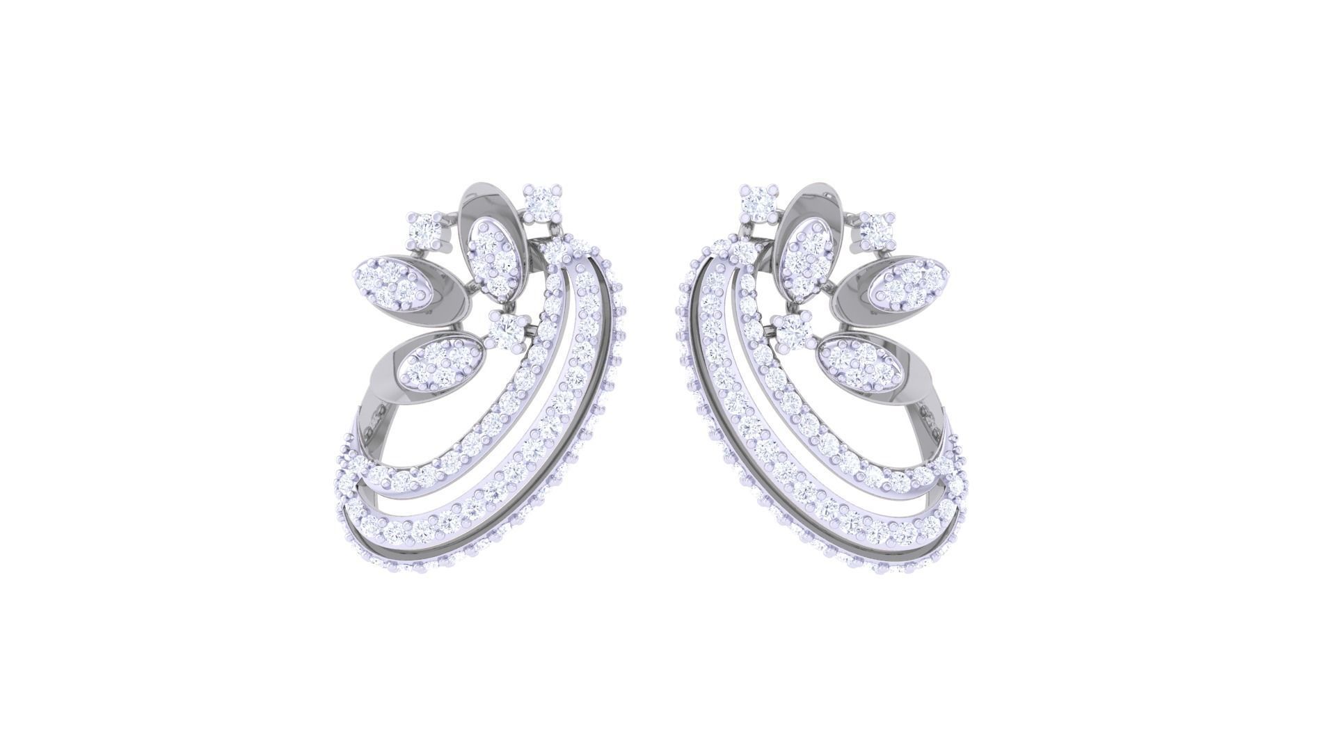 Women Pendant Earrings set 3dm stl obj gltf glb 3mf renders 3D print model_9