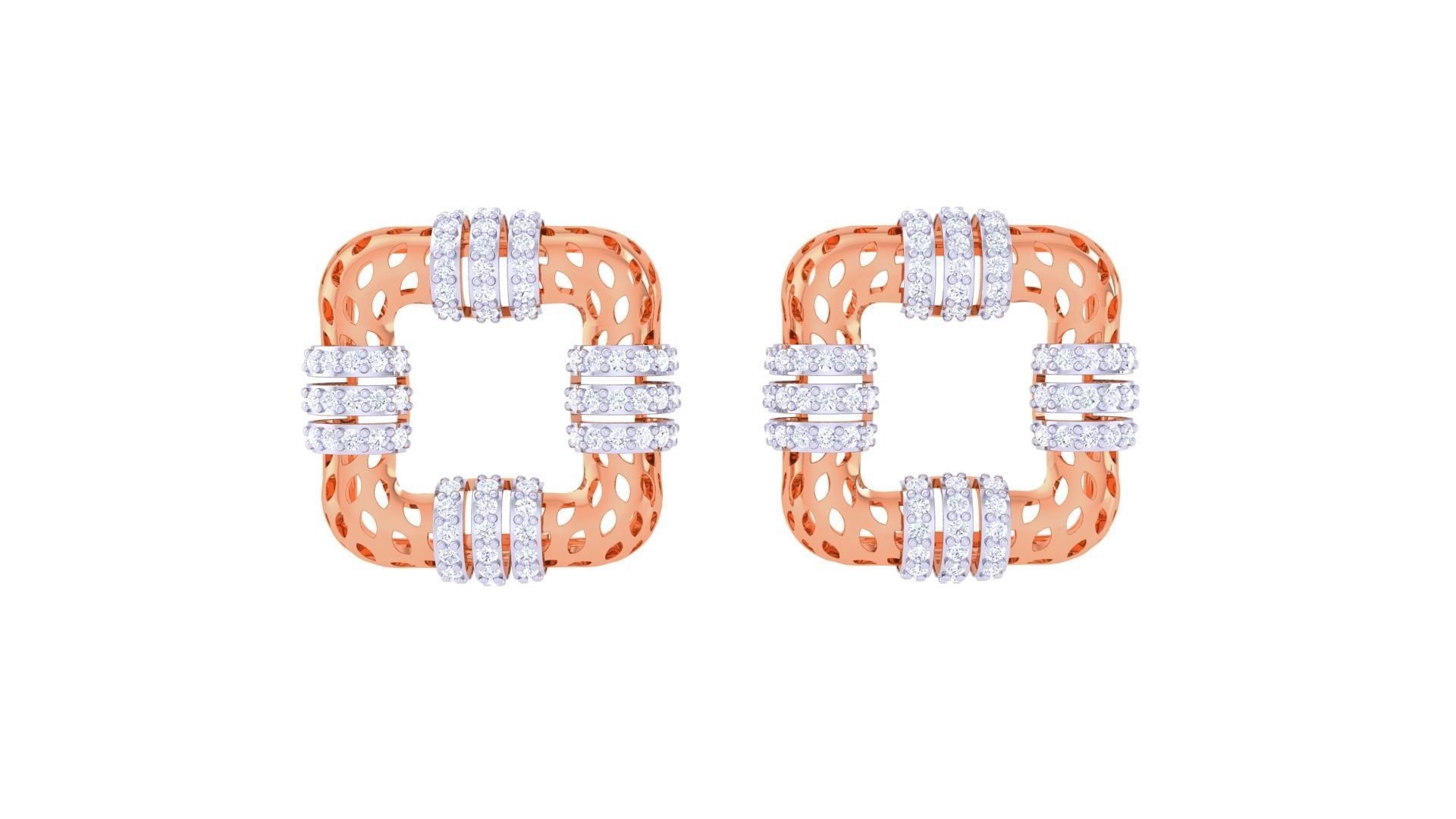 Leaf Mesh Women Pendant Earrings set 3dm stl obj gltf glb 3mf 3D print model_10