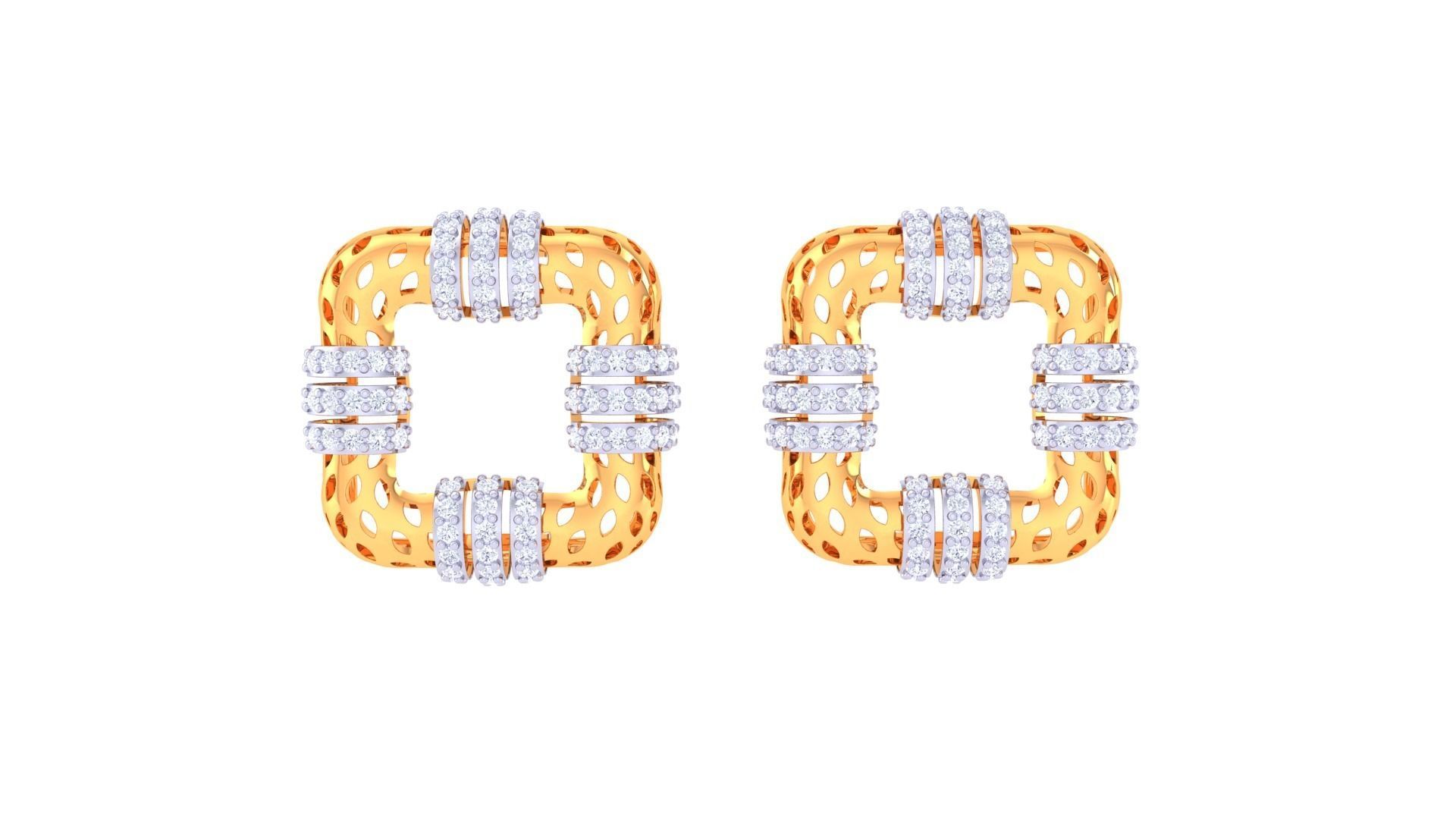 Leaf Mesh Women Pendant Earrings set 3dm stl obj gltf glb 3mf 3D print model_8